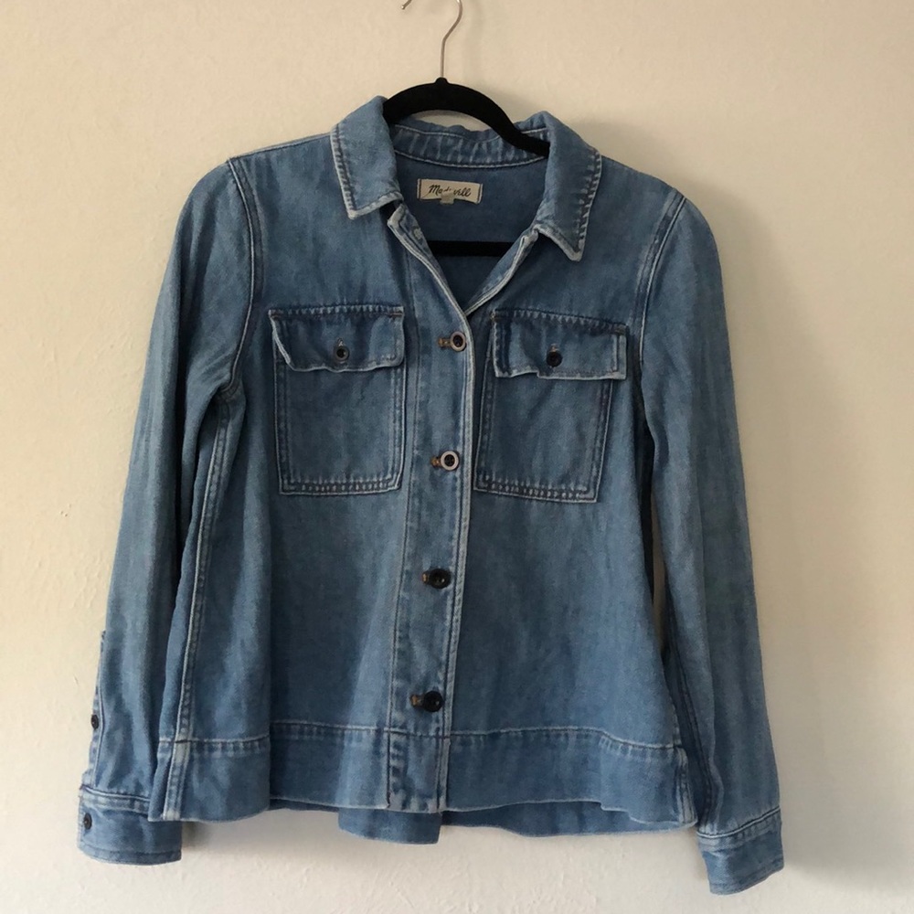 Madewell Northward Cropped Army Denim Jacket